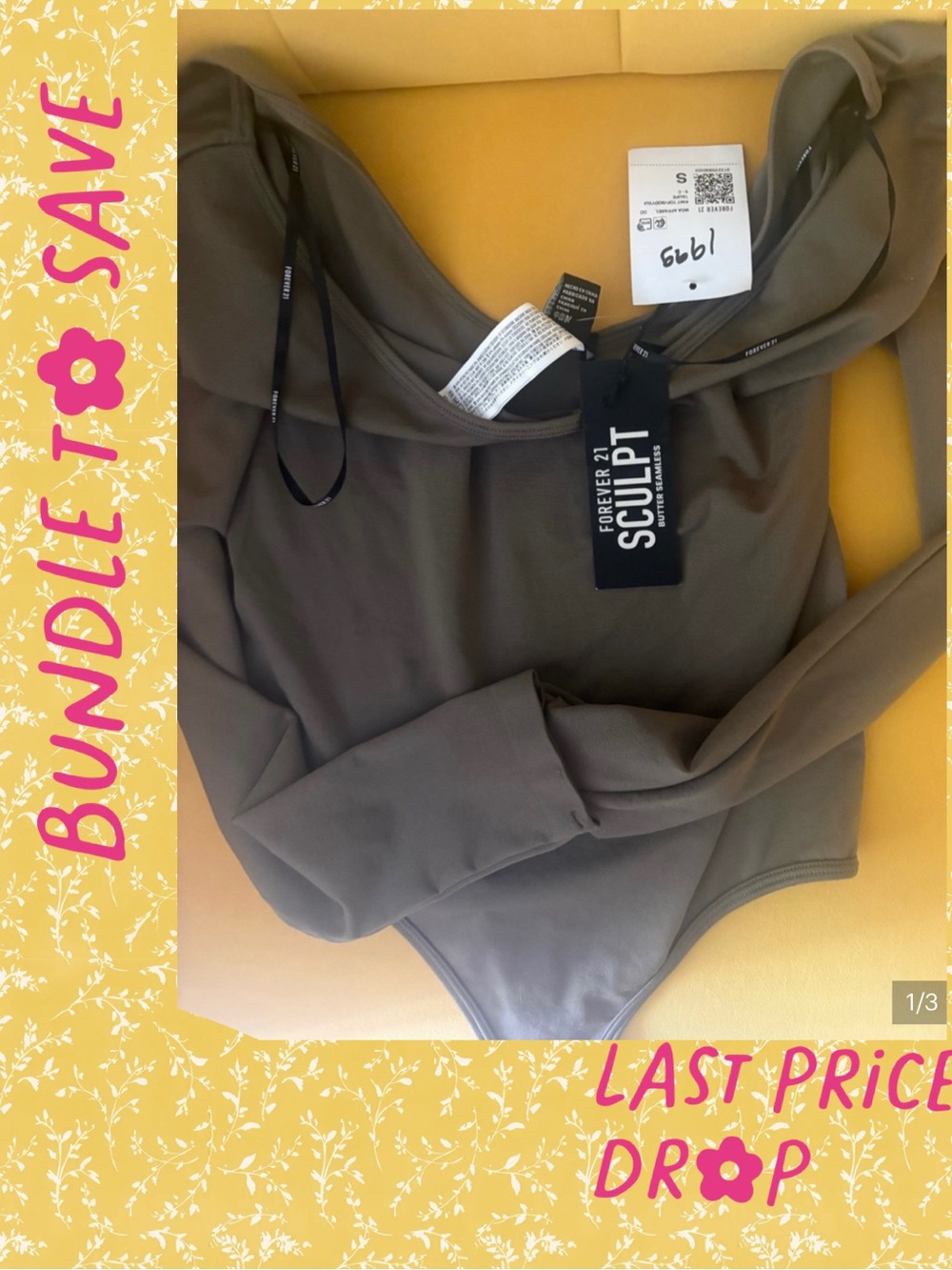 Forever 21 Long-Sleeve One-Piece Bodysuit in Taupe